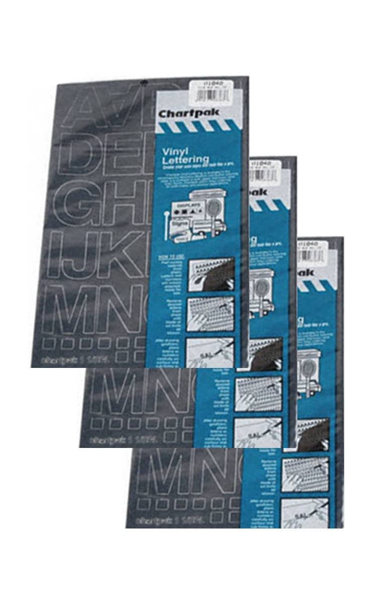 Chartpak 1.5-inch Black Stick-on Vinyl Letters & Numbers (01040), 3 PACKS - Image 1